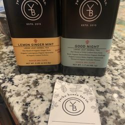 Yerba Buena Tea - Lemon ginger mint tea, good night tea, and business card