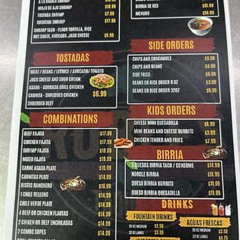 Robles Taqueria - Small hand printed menu - Mexican Near Me - Clovis, California