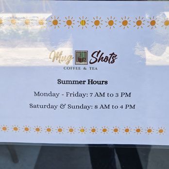 Mug Shots Coffee and Tea - Summer hours. - Coffee & Tea Near Me - Tallahassee, Florida