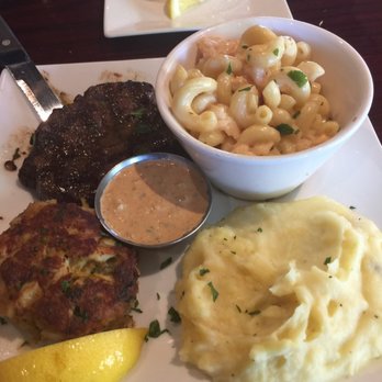 Latitude Seafood - First steak. (Surf n turf). Steak was well done not medium well) with lobster Mac n cheese and mashed potatoes. - Seafood Near Me - Midlothian, Virginia Latitude Seafood - First steak. (Surf n turf). Steak was well done not medium well) with lobster Mac n cheese and mashed potatoes. - Seafood Near Me - Midlothian, Virginia