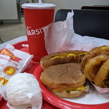 The Varsity - #2 combo,chili cheese dog,chili cheese burger,onion rings coke,peach pie. ( I had the pie later in my room ,Good!) Overall Meh - Burgers Near Me - Atlanta, Georgia