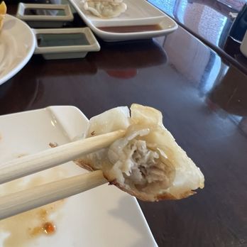 Wasabi Sushi & Noodles - Inside of pork dumplings - Sushi Bars Near Me - Mobile, Alabama Wasabi Sushi & Noodles - Inside of pork dumplings - Sushi Bars Near Me - Mobile, Alabama