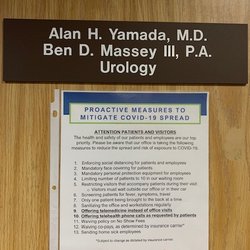 Foothill Urogenital Health - Front door with sign of measures we have taken to ensure the safety of our patients and staff