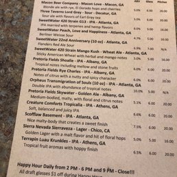 Beer menu