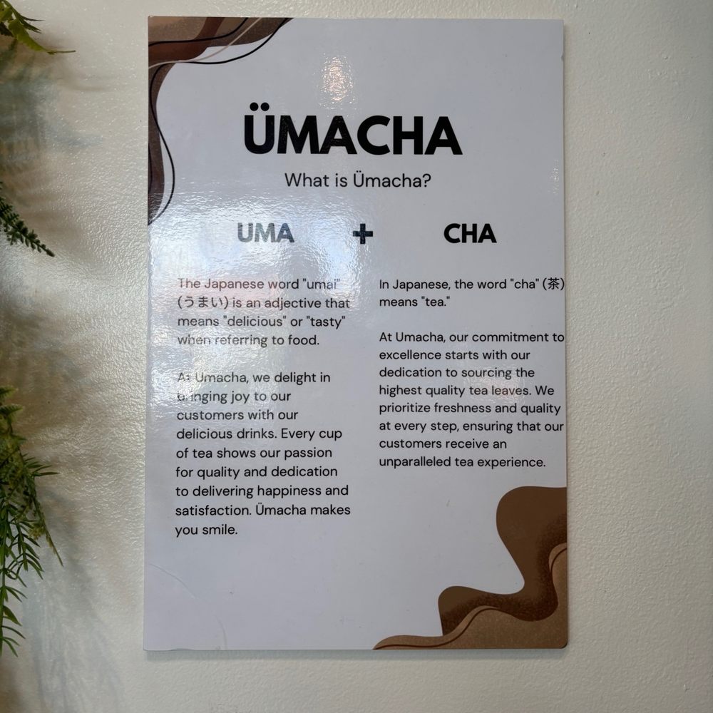 ÜMACHA - What is Umacha signage - Bubble Tea Near Me - Edgewater, New Jersey ÜMACHA - What is Umacha signage - Bubble Tea Near Me - Edgewater, New Jersey