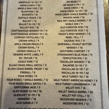 Maple Creek Bistro - Bourbon/Whiskey/Scotch Menu (01/2026) - American Near Me - Kingston, Tennessee