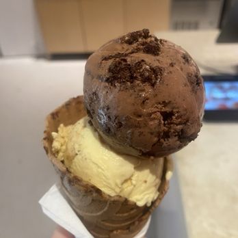 Flower & Cream - Vegan mango  Vegan chocolate  Cookie cone - Ice Cream & Frozen Yogurt Near Me - Houston, Texas