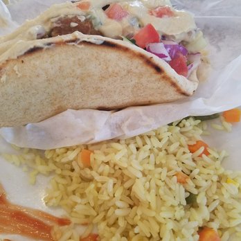 Georges Greek On Second - Falafel gyro w/ a side of rice. Falafel was bland and mushy. - Greek Near Me - Long Beach, California Georges Greek On Second - Falafel gyro w/ a side of rice. Falafel was bland and mushy. - Greek Near Me - Long Beach, California