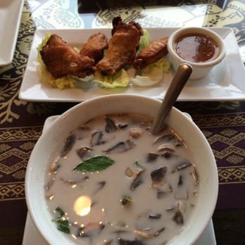 Siam Pad Thai - Tom Ka Soup with Shrimp and appetizer of chicken wings. Both are very tasty. - Asian Fusion Near Me - Franklin, Tennessee Siam Pad Thai - Tom Ka Soup with Shrimp and appetizer of chicken wings. Both are very tasty. - Asian Fusion Near Me - Franklin, Tennessee