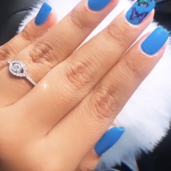 Star Nail Fever - Gel Blue with Butterfly design - Nail Salons Near Me - Miami, Florida Star Nail Fever - Gel Blue with Butterfly design - Nail Salons Near Me - Miami, Florida