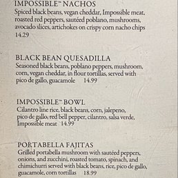 Plant-based / vegan menu Plant-based / vegan menu