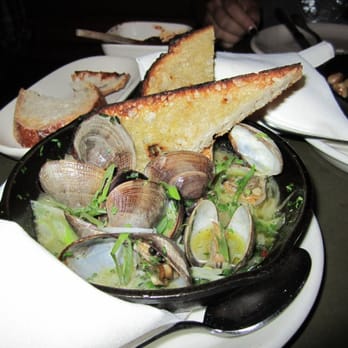 AOC - sherry clams with ciabatta toast - Cocktail Bars Near Me - Los Angeles, California AOC - sherry clams with ciabatta toast - Cocktail Bars Near Me - Los Angeles, California