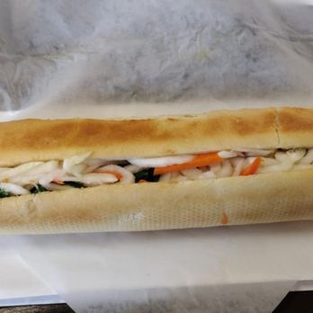 Paris Banh Mi - Shredded chicken Banh Mi, extra jalapeños, cilantro, sour carrot, and radish.  No cucumber! - Bubble Tea Near Me - Cary, North Carolina