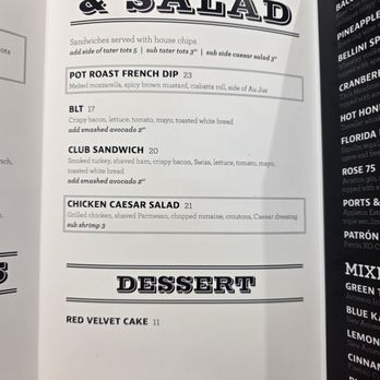 Liquid Provisions - 2026-6-8 Sandwiches & Salads & Dessert Menu - Lounges Near Me - Tampa, Florida