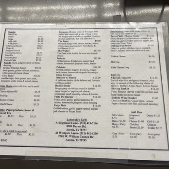 Lebowski's Grill - Menu - Burgers Near Me - Austin, Texas Lebowski's Grill - Menu - Burgers Near Me - Austin, Texas