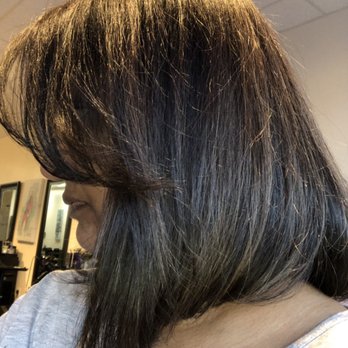 Selfie Style - Angled cut with highlights, perfect! - Hair Salons Near Me - Kew Gardens, New York Selfie Style - Angled cut with highlights, perfect! - Hair Salons Near Me - Kew Gardens, New York
