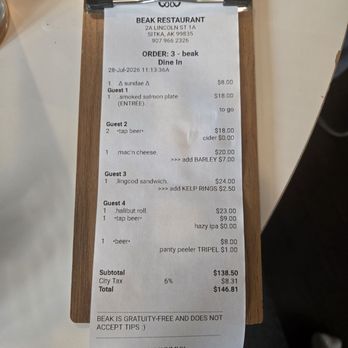 Beak Restaurant - Seafood Near Me - Sitka, Alaska