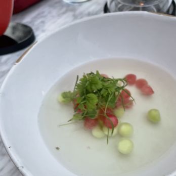 Netflix Bites - I wouldn't call it a dish, but it was labeled under Watermelon Consommme. $15 yikes - American Near Me - Los Angeles, California
