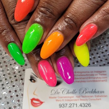 Chelle's Ultimate Salon & Spa - Fun Neon colors full set with almond shape nails - Nail Salons Near Me - Dallas, Texas Chelle's Ultimate Salon & Spa - Fun Neon colors full set with almond shape nails - Nail Salons Near Me - Dallas, Texas