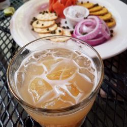 Glenn's - Salmon appetizer and greyhound