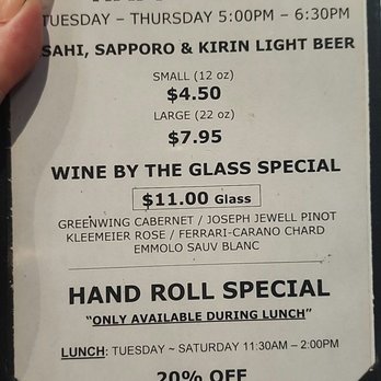Hashigo Sushi - Happy hour menu side 1 - Japanese Near Me - Huntington Beach, California Hashigo Sushi - Happy hour menu side 1 - Japanese Near Me - Huntington Beach, California