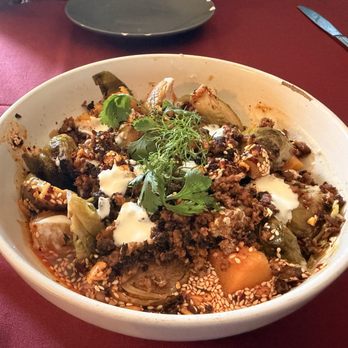Tenampal - brussels sprouts with squash and chorizo - Mexican Near Me - Los Angeles, California
