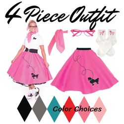 Adult 4 piece poodle skirt outfit