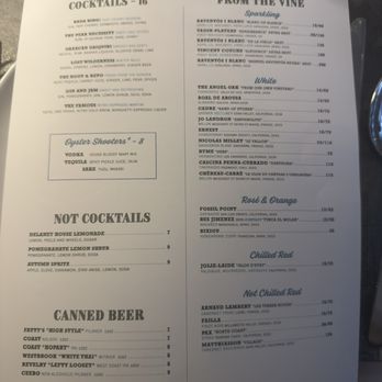 Delaney Oyster House - cocktail menu - Seafood Near Me - Charleston, South Carolina