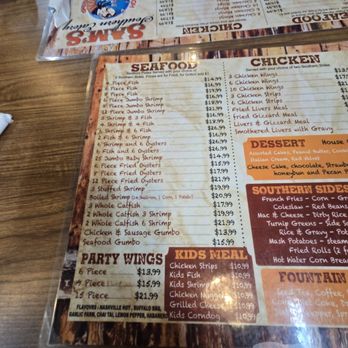 Sam's Southern Eatery - Menu 2 - Seafood Near Me - Shreveport, Louisiana