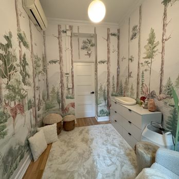 Bluebird Craft Studio - The whole room wallpaper installation for a nursery - After - Painters Near Me