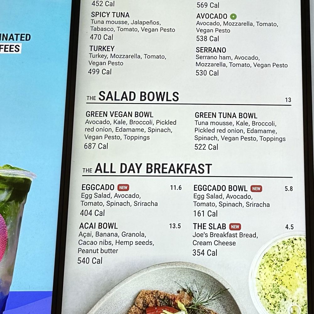 JOE & THE JUICE - Menu May 1, 2024 - Cafes Near Me - New York, New York