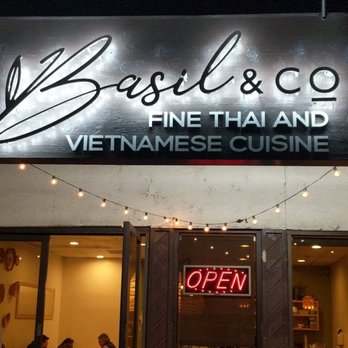Basil & Co - Basil & Co business sign, front of the restaurant - Thai Near Me - Diamond Bar, California
