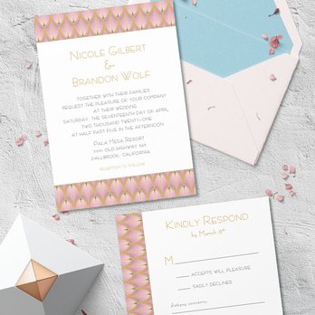 Paper Doll Invitations - Art Deco wedding invitation and response card with envelope - Cards & Stationery Near Me