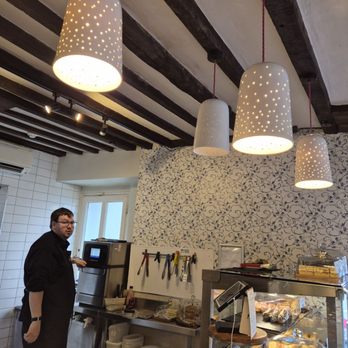 Huffkins Bakery and Tea Rooms - Friendly cashier heating my order - Tea Rooms Near Me - Glos, GLS