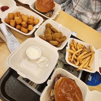 Wahlburgers - Bbq burger. Tater tots. Crispy fried pickles. Fries. OFD - Burgers Near Me - Honolulu, Hawaii Wahlburgers - Bbq burger. Tater tots. Crispy fried pickles. Fries. OFD - Burgers Near Me - Honolulu, Hawaii
