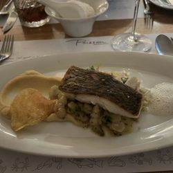 Poisson - Seabass was incredible. Ofc like any fine food res. The meal was not huge. I recommend ordering two appetizers for the table.
