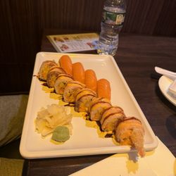 Sushi rolls and sashimi.