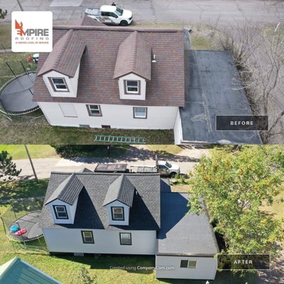 Roof Installation - Before and After ✅ - Roof Replacement in Duluth, MN & Surrounding Areas
The roof on your home is meant to last for decades, regardless of what it’s made of. However, roof replacement at some point becomes necessary, whether in the case of metal roofs, slate roofs, shingle roofs, or something more exotic.
If you live in Minnesota or Wisconsin and you’re looking for a “roof inspection near me,” consider contacting the pros at Empire Roofing for help. We know roofs, and as a local Minnesota business, we know what your home needs to last through harsh winter weather, storms, and more.
Hiring the Right Roofing Contractor
Whether you need roof repairs, a roof inspection, or a full replacement, hiring the right roofing contractors for the job is essential. At Empire Roofing, we’ve done thousands of roof repairs and replacements across all types of materials. When you’re ready to put in the roof deck you’ve always dreamed of, replace your roof vents, or revitalize your old roof, we have the skills and expertise to get it done.
At Empire Roofing, we offer a 20-point free roof inspection with your initial consultation. This means that, when you set up an appointment with us, we’ll go up on your roof, evaluate it from top to bottom, and walk you through your next steps and options, both from a cost and a durability standpoint. The roofing material you choose for your new roof or roof repair is an extremely important factor, after all—one that can raise or lower the average cost and labor costs significantly.
Roofing Materials
While most homes built today come with a traditional asphalt shingle roof, did you know that you have several additional options, both for commercial and residential roofs? Take a look at the roofing replacement material options we offer below.
Asphalt Shingles
One of the most typical roof replacement options for today’s homeowners and business owners is a new asphalt roof. New shingles are inexpensive to install, and in some cases, you can even have your new shingle roof installed over your existing shingles. Not only does this keep the roof replacement cost low, but it means your roofing installation will be faster and easier, too.
Today’s shingles come in many designs, colors, and shapes, including upgraded architectural shingles and other designer shingle styles.
Metal Roofing
A metal roof (or tin roof, as it’s sometimes called) is arguably one of the most durable options out there, as a quality tin roof can last upwards of 50 years with proper maintenance. Additionally, tin roofs are stylish and attractive, and they’re available in brighter colors than most shingles.
During Minnesota’s cold and rough winters, a durable tin roof can be especially valuable. However, the initial roof cost is slightly higher than an asphalt shingle roofing project. We can also install tin roofs over most existing roofing.
Slate Roofing
While slate shingles are often an option reserved for luxury homes, they can be some of the most long-lived with proper maintenance as well. Slate tends to make some of the most attractive roofs, and repairs are easy to do as well. While a quality slate installation sometimes requires a bigger investment of time and money, it will pay for itself over the life of your home.
If you’re ready to enjoy the benefits of an expert roof replacement, contact Empire Roofing today. We have the expertise to install exactly what you need, plus the roofing options to get you just what you want.
Call our office at 218-322-0308 or email us at info@empireroofingmn.com or fill out this form for your free roof estimate and consultation. Roof Installation - Before and After ✅ - Roof Replacement in Duluth, MN & Surrounding Areas
The roof on your home is meant to last for decades, regardless of what it’s made of. However, roof replacement at some point becomes necessary, whether in the case of metal roofs, slate roofs, shingle roofs, or something more exotic.
If you live in Minnesota or Wisconsin and you’re looking for a “roof inspection near me,” consider contacting the pros at Empire Roofing for help. We know roofs, and as a local Minnesota business, we know what your home needs to last through harsh winter weather, storms, and more.
Hiring the Right Roofing Contractor
Whether you need roof repairs, a roof inspection, or a full replacement, hiring the right roofing contractors for the job is essential. At Empire Roofing, we’ve done thousands of roof repairs and replacements across all types of materials. When you’re ready to put in the roof deck you’ve always dreamed of, replace your roof vents, or revitalize your old roof, we have the skills and expertise to get it done.
At Empire Roofing, we offer a 20-point free roof inspection with your initial consultation. This means that, when you set up an appointment with us, we’ll go up on your roof, evaluate it from top to bottom, and walk you through your next steps and options, both from a cost and a durability standpoint. The roofing material you choose for your new roof or roof repair is an extremely important factor, after all—one that can raise or lower the average cost and labor costs significantly.
Roofing Materials
While most homes built today come with a traditional asphalt shingle roof, did you know that you have several additional options, both for commercial and residential roofs? Take a look at the roofing replacement material options we offer below.
Asphalt Shingles
One of the most typical roof replacement options for today’s homeowners and business owners is a new asphalt roof. New shingles are inexpensive to install, and in some cases, you can even have your new shingle roof installed over your existing shingles. Not only does this keep the roof replacement cost low, but it means your roofing installation will be faster and easier, too.
Today’s shingles come in many designs, colors, and shapes, including upgraded architectural shingles and other designer shingle styles.
Metal Roofing
A metal roof (or tin roof, as it’s sometimes called) is arguably one of the most durable options out there, as a quality tin roof can last upwards of 50 years with proper maintenance. Additionally, tin roofs are stylish and attractive, and they’re available in brighter colors than most shingles.
During Minnesota’s cold and rough winters, a durable tin roof can be especially valuable. However, the initial roof cost is slightly higher than an asphalt shingle roofing project. We can also install tin roofs over most existing roofing.
Slate Roofing
While slate shingles are often an option reserved for luxury homes, they can be some of the most long-lived with proper maintenance as well. Slate tends to make some of the most attractive roofs, and repairs are easy to do as well. While a quality slate installation sometimes requires a bigger investment of time and money, it will pay for itself over the life of your home.
If you’re ready to enjoy the benefits of an expert roof replacement, contact Empire Roofing today. We have the expertise to install exactly what you need, plus the roofing options to get you just what you want.
Call our office at 218-322-0308 or email us at info@empireroofingmn.com or fill out this form for your free roof estimate and consultation.