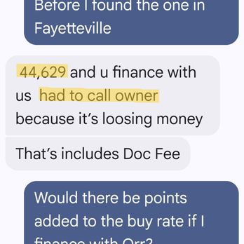 Orr Nissan - Text message from Salesman with owners approval. - Auto Repair Near Me - Hot Springs, Arkansas Orr Nissan - Text message from Salesman with owners approval. - Auto Repair Near Me - Hot Springs, Arkansas