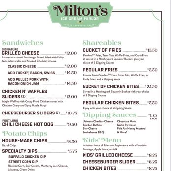 Milton’s Ice Cream Parlor - Menu - Ice Cream & Frozen Yogurt Near Me - Hershey, Pennsylvania Milton’s Ice Cream Parlor - Menu - Ice Cream & Frozen Yogurt Near Me - Hershey, Pennsylvania
