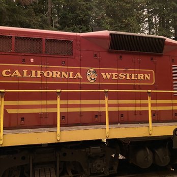 Skunk Train - Side view of front train car - Tours Near Me - Fort Bragg, California