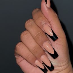 Black French tip nails