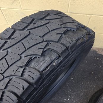 Discount Tire - Chunks missing from a damaged tire that was the root cause of my truck's problem. - Tires Near Me - Phoenix, Arizona