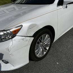 The damage from the hit and run. The damage from the hit and run.