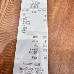 NYC Bagel and Coffee House - Receipt