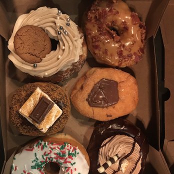 Donut Crazy - Shelton - First row, top to bottom: ginger-molasses, s'mores, vanilla Second row, top to bottom: maple-bacon, Nutella, hot cocoa - Donuts Near Me - Shelton, Connecticut Donut Crazy - Shelton - First row, top to bottom: ginger-molasses, s'mores, vanilla Second row, top to bottom: maple-bacon, Nutella, hot cocoa - Donuts Near Me - Shelton, Connecticut