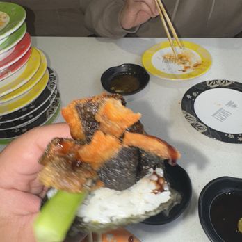 Sushi Omiya Factoria - Salmon Skin Hand Roll - Conveyor Belt Sushi Near Me - Bellevue, Washington Sushi Omiya Factoria - Salmon Skin Hand Roll - Conveyor Belt Sushi Near Me - Bellevue, Washington