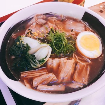 Ruckus - Shoryuken Ramen with Shoyu Brot, Soy Egg, Chashu, Boy Choy, Marinated Yuba, Furikake, and scallion. - Ramen Near Me - Boston, Massachusetts
