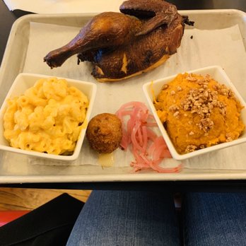 The Improper Pig - Half Chicken with Mac & Cheese and Sweet Potato - Barbeque Near Me - Fort Mill, South Carolina The Improper Pig - Half Chicken with Mac & Cheese and Sweet Potato - Barbeque Near Me - Fort Mill, South Carolina