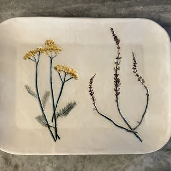 The Studio Fairfield - Yarrow and salvia serving platter - Art Classes Near Me - Fairfield, Connecticut
